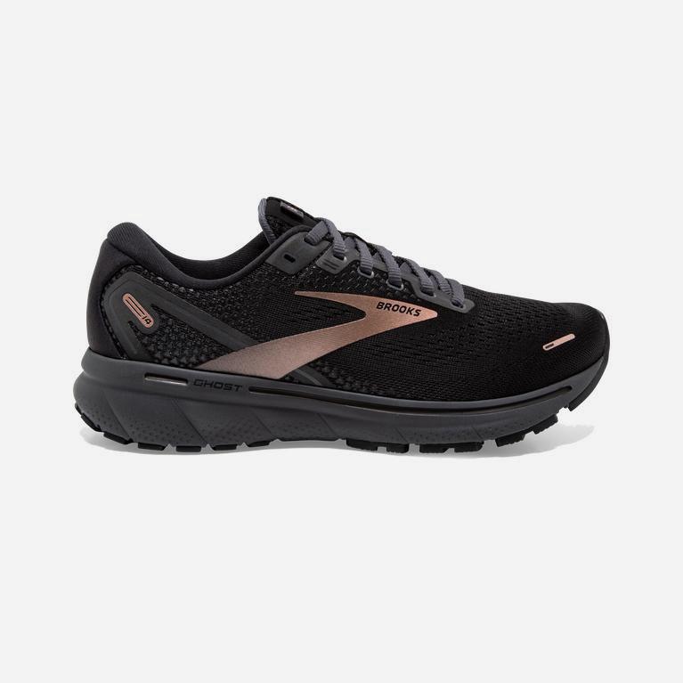 Brooks Ghost 14 Israel - Women's Cushioned Road Running Shoes - Black/Ebony/grey Charcoal/Rose Gold